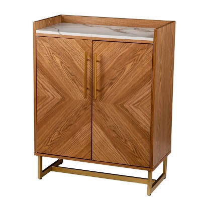 Bewdsin Bar Cabinet with Wine Storage Brown/White - Aiden Lane