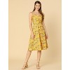 Allegra K Women's Floral Twist Front Knee Length Summer Adjustable Strap Sundresses - 3 of 4