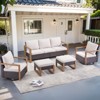 Buenhomino 5Pieces Patio Furniture Set, Outdoor Wicker Sofa Couch with Metal Armrest, Swivel Rocking Chairs, Ottomans - 2 of 4
