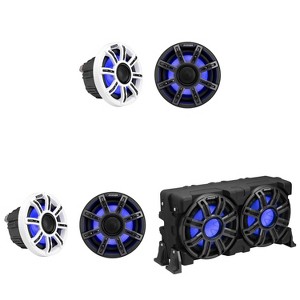 Kicker Marine (2) 51MSC65 Premium 6.5" & 51MWLE104 10" Loaded Enclosure, LED Marine Audio Upgrade - 1 of 4