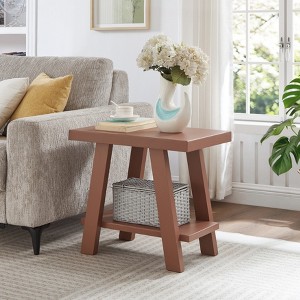 Roundhill Furniture Athens Contemporary Wood Shelf Side Table - 1 of 4