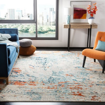 Elegant Metro-Mod Cream/Orange Synthetic 8' x 10' Area Rug