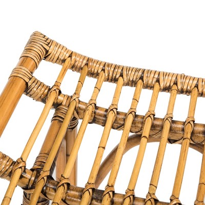 Honey Brown Rattan Curved Bar Stool