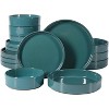 Bloomhouse Santorini Mist 16 Piece Double Bowl Terracotta Reactive Glaze Plates and Bowls Dinnerware Set - Moonstone White, Amber, Garnet Red, or Jade - 3 of 4