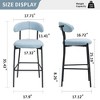 Kumasinova 26'' Counter Height Bar Stools Set of 2, Teddy Fabric Kitchen Island Counter Stool for Kitchen Counter, Upholstered Armless Dining Chair - 4 of 4