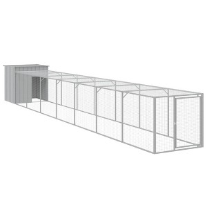 vidaXL Light Gray Chicken Cage with Extended Run - Spacious, Durable Galvanized Steel Construction with Protective Roof and Convenient Access Doors' - 1 of 4