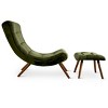 Jupiter 33.5" High Back Wide Upholstered Performance Velvet Lounge Chair Chaise and Ottoman Foot Rest Set-Maison Boucle - 2 of 4