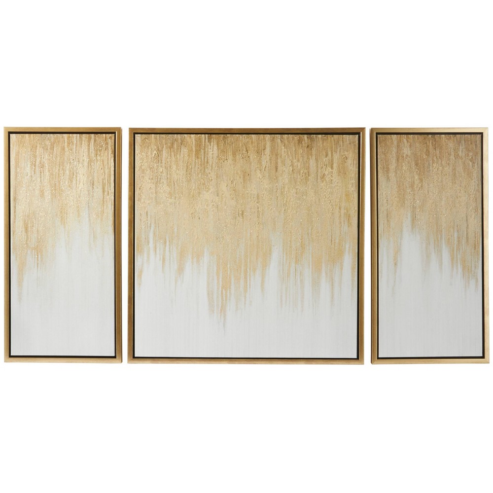 Photos - Wallpaper Set of 3 Canvas Geode Ombre Framed Wall Arts with Gold Frame - Olivia & Ma