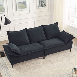 88.5" Dutch Velvet 3-Seater Sailboat Sofa with 2 Pillows, Compact Design for Small Spaces (Modern Style) - 1 of 4