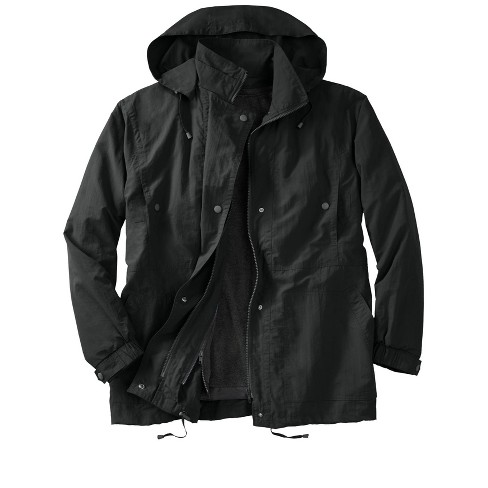 Kingsize Men's Big & Tall Fleece-lined Taslon Anorak - Xl, Black : Target