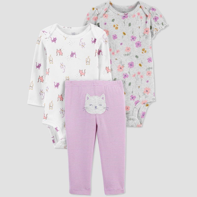 Carter's Just One You® Baby Girls' Cat Top & Bottom Set - Purple, 1 of 7