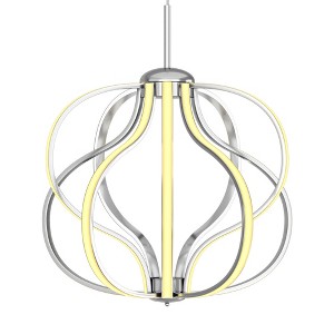 Tangkula Modern LED Chandelier, Dimmable Pendant Light with Adjustable Height, Ceiling Light Fixture, 3000K Warm White LED, Chrome Plated - 1 of 4