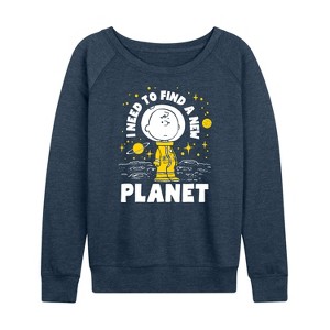 Women's - Peanuts - Charlie Astronaut I Need To Find A New Planet Lightweight French Terry Slouchy - 1 of 4