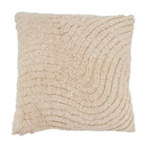 Saro Lifestyle Wavy Bliss Tufted Throw Pillow Cover, Beige, 20"x20" - 1 of 3