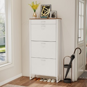 Bella Depot 25.59''W Storage Shoe Cabinet with 3 Flip Drawers, Slim Freestanding Storage Racks for Entryway, Hallway - 1 of 4