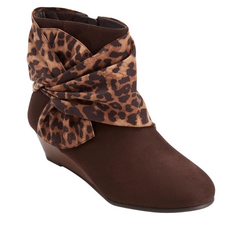 Wide width leopard store booties