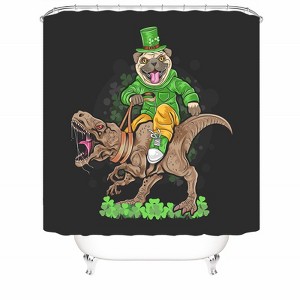 St. Patrick's Day Dinosaur Dog Shower Curtains for Bathroom Waterproof Fabric Bath Curtain Durable Soft Stylish Bathroom Decor 72x72 Inch - 1 of 1