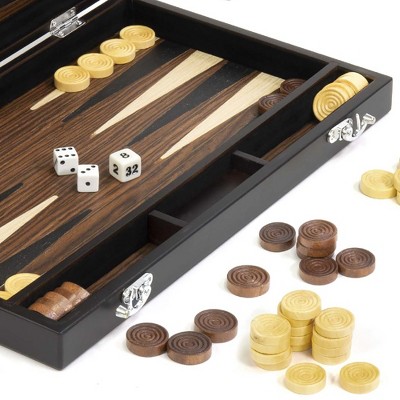 Craftsman Deluxe Wood Backgammon Set with Natural Veneer Finish