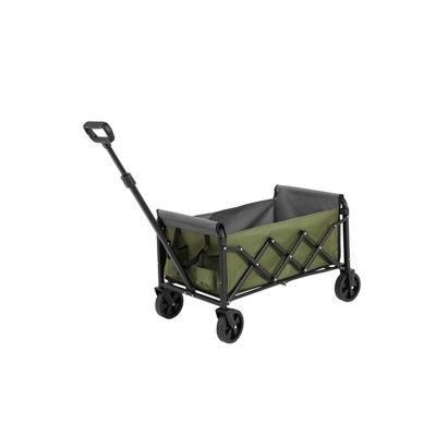 VisioGear Outdoor Serving Carts, Portable Folding Beach Wagons with Wheels, Collaspible Cart with Handle, Green, 25.98"*16.14"*31.1"