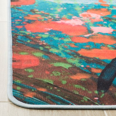 Daytona Teal & Orange Hand-Knotted Easy-Care Synthetic Area Rug - 3'x5'