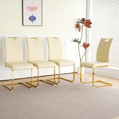NicBex Modern Dining Chairs with Faux Leather Padded Seat,Armless Chairs with Chrome Metal Legs for Kitchen,Living Room