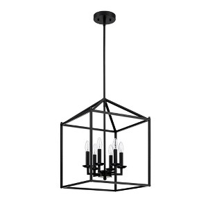 6-Light Matte Black Lantern Geometric Pendant - 1 of 4