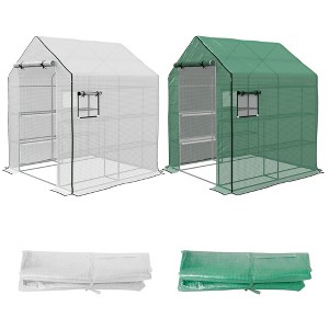 Set of 2 Model 01-0472 Walk-in Greenhouse Cover Replacements, 55" x 56.25" x 74.75" Reinforced Anti-Tear PE Hot House Covers - 1 of 4
