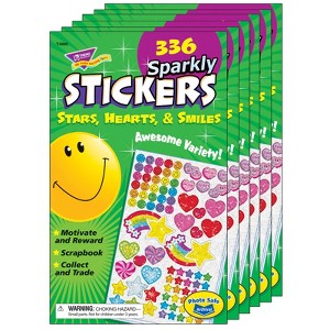 TREND Sparkly Stars, Hearts, & Smiles Sticker Pad, 336 Stickers Per Pad, 6 Pads - 1 of 3