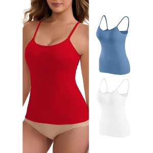 INSPIRE CHIC Women's Modal Adjustable Spaghetti Straps Padded Slimming Round Neck Casual Camisoles - 1 of 4