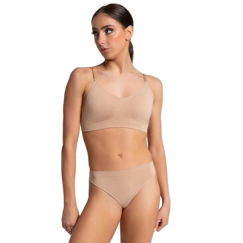 Capezio Beige Women s Seamless Clear Back Bra X Small