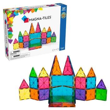 Mag Genius - 102 Pieces Magnetic Building Tiles With Magnetic Build-on  Flatbed : Target
