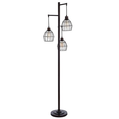 Elegant Black Steel Triple-Wire Shade Floor Lamp