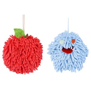 REGALWOVEN 2 Pcs Cute Comfortable Soft Absorbent Chenille Fuzzy Hand Towel - 1 of 4