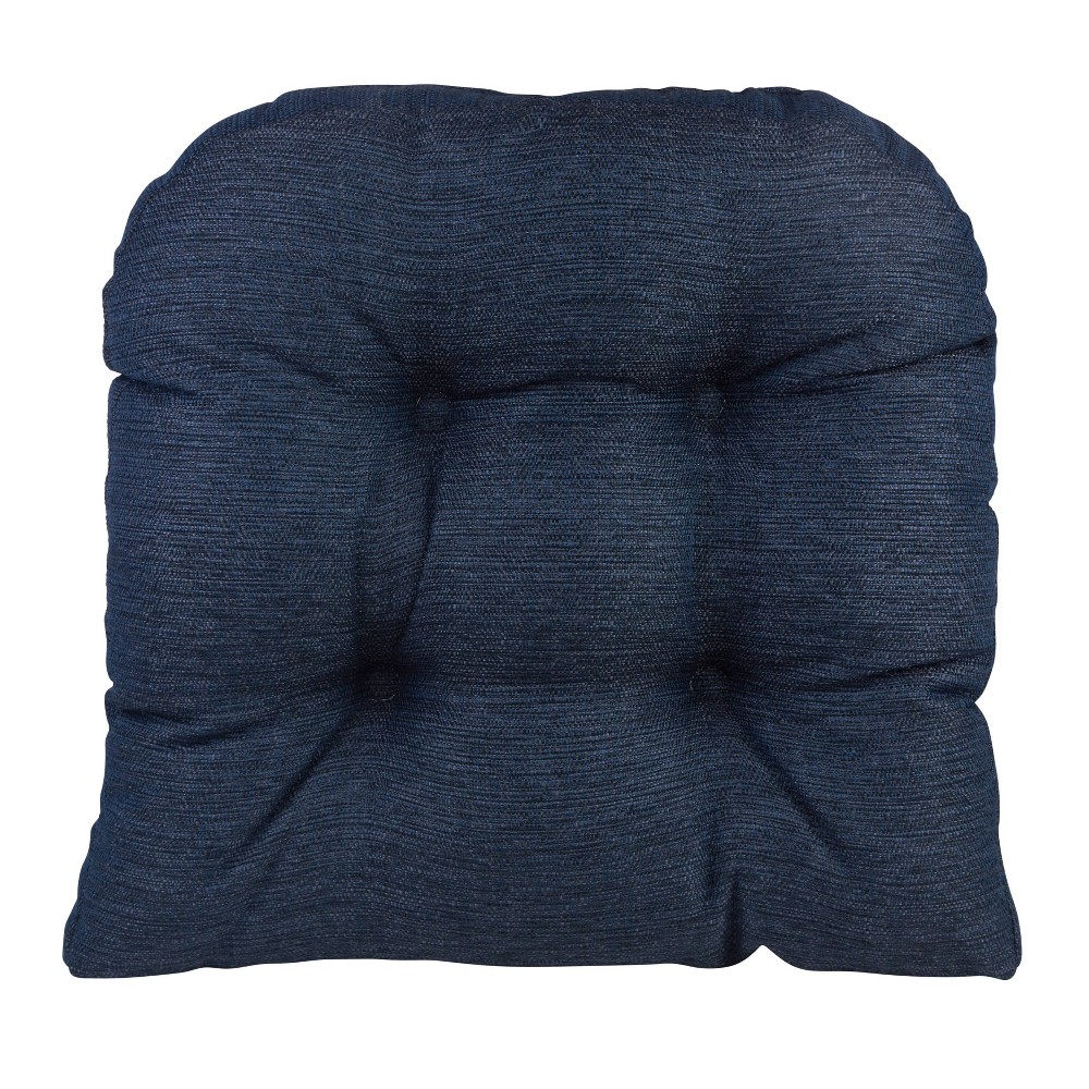 Photos - Pillow Gripper 15" x 15" Non-Slip Omega Tufted Universal Chair Cushions Set of 2 - Indigo: Indoor Kitchen Seat Cushions