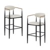 Ridstar Set of 2 Artificial Polyurethane Leather Upholstered Bar Stool with Backrest for Kitchen Island-Beige - 3 of 4