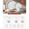 Itopfox 12-Piece Dinnerware Set, Plates and Bowls for 4, White Speckled Stoneware, Microwave and Dishwasher Safe, Stackable - 2 of 4