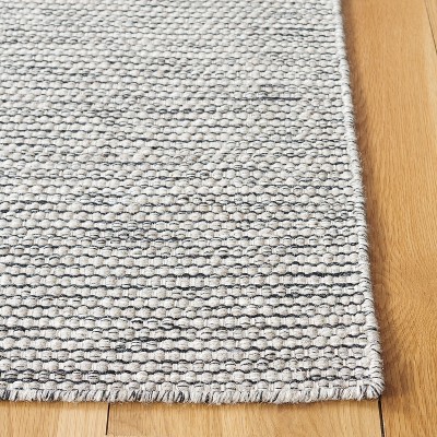 Handmade Grey and Ivory Wool Flat Woven Area Rug, 3' x 5'