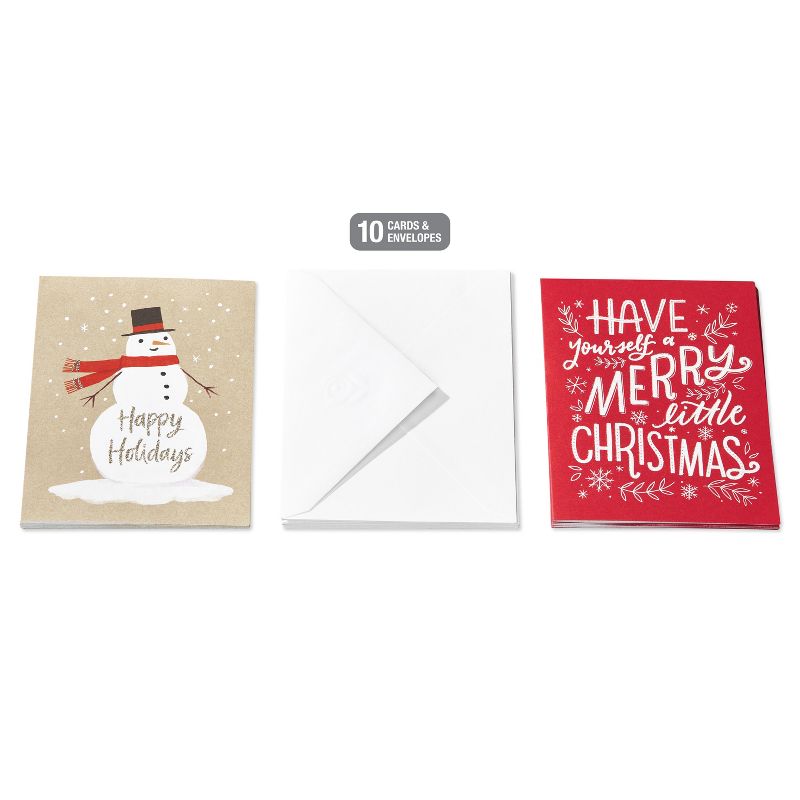 10ct Dual Blank Christmas Cards Snowman and Have a Merry Christmas, 3 of 7