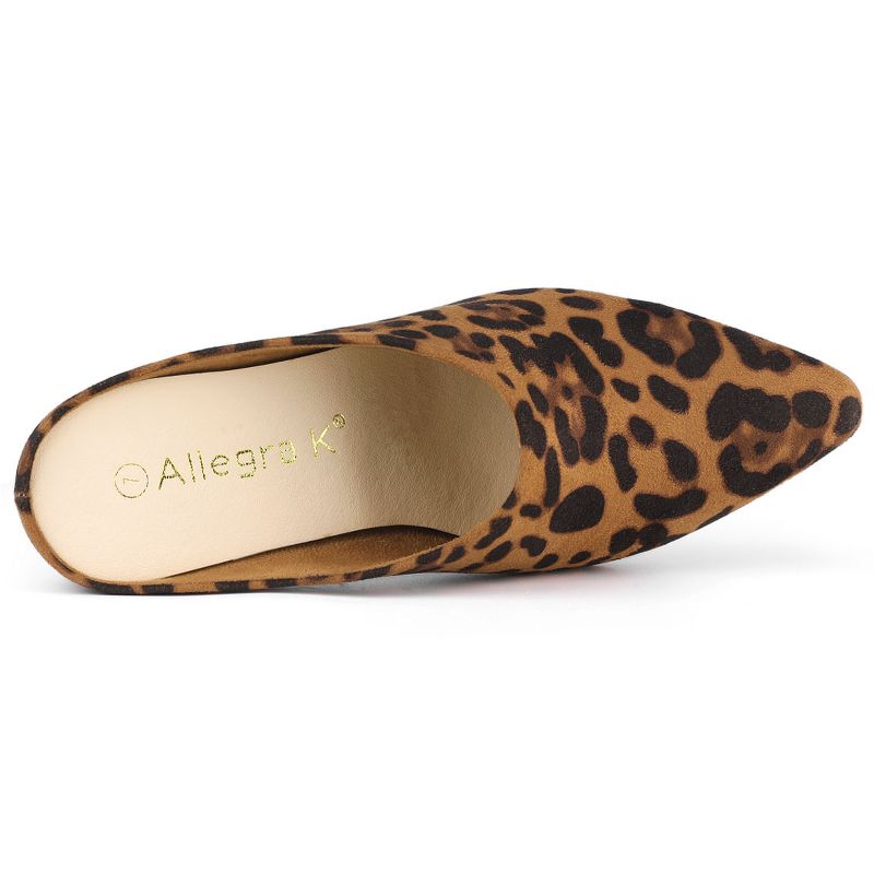 Allegra K Women's Pointed Toe Slip on Block Heel Slide Mules, 4 of 8