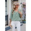 Women 3/4 Long Sleeve Ruffle Pleated Shirt Summer Fall Casual V Neck Loose Top - 3 of 4