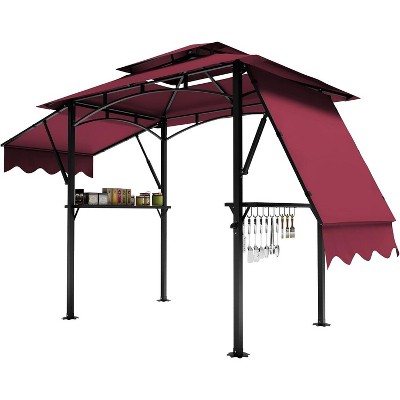 Grill Gazebo Canopy,Outdoor BBQ Grill Patio Canopy Tent with Led Light/Extra Shadows*2/Bottle Opener/Hanging Hooks