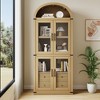 Garvee Arched Bookshelf with Doors and Drawers Farmhouse Bookcase Display Storage Shelves 71.4in Tall Wooden Display Cabinet Rounded Bookcases - 2 of 4