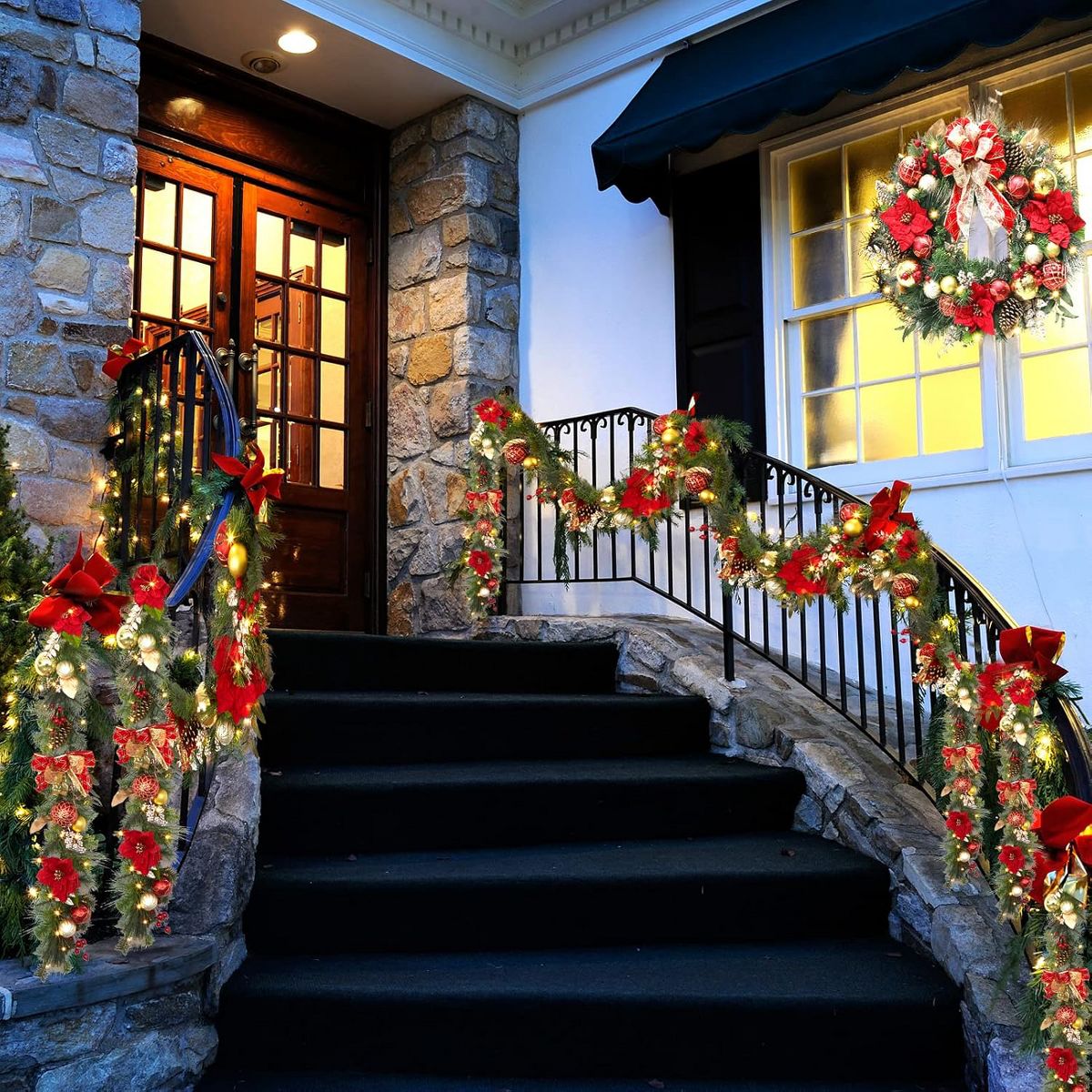 9 Ft Prelit Christmas Garland, Battery Operated Xmas Garland with Lights Silver White Ball Ornaments Pine Cones for Fireplace Door Stairs Railing - thumbnail 5