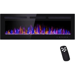 Acekool 80 Inch Smart Electric Fireplace, Wall Mounted or Recessed, Dual Heat 750/1500W, Remote, Adjustable Flame, Timer, Touch Thermostat - 1 of 4