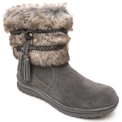 Minnetonka Brown Rabbit Fur & Suede Winter Boots Women's Size 7