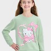 Girls' Hello Kitty Bows Dreamy Fleece Crewneck Sweatshirt - Green - 2 of 4