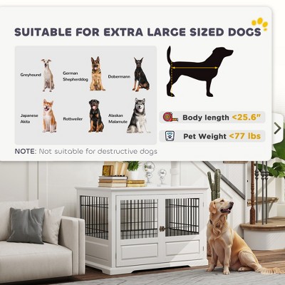 Extra Large White MDF and Steel Dog Crate Table