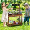 Costway Kids Mud Kitchen Play Kitchen with Blackboard, Stoves, Removable Sink Natural - 2 of 4