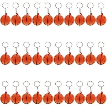 Juvale 30 Pack Basketball Party Favors, Mini Foam Ball Keychains for Kids (1.5x3.5 in)