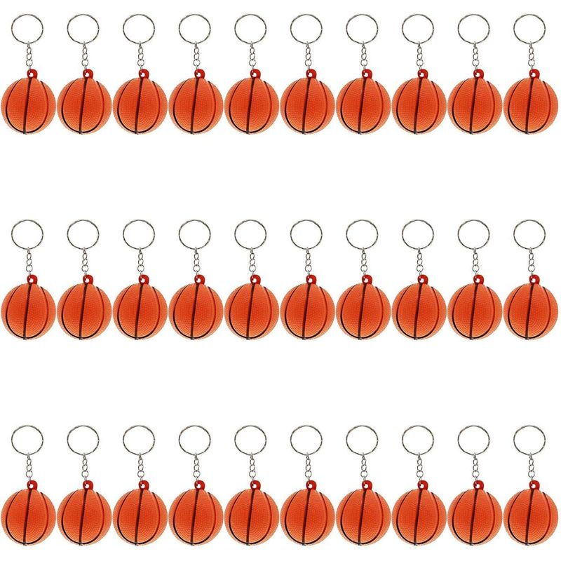 Juvale 30 Pack Basketball Party Favors, Mini Foam Ball Keychains for Kids (1.5x3.5 in), 1 of 5
